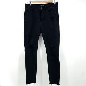 Judy Blue Jeans Womens 7 28 Black Skinny High Rise Stretch Ram Hem 26" Inseam